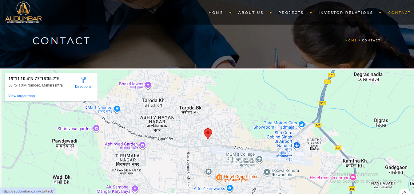 AUDUMBAR CONSTRUCTION AND DEVELOPERS PRIVATE LIMITED website and software